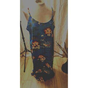 VTG 90 Mango Moon  Tropical Rayon Floral Maxi Dress 2XL Beach Euro Summer Resort